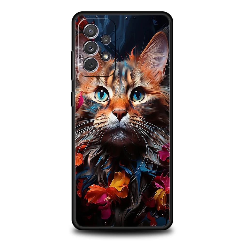 Fashion Lovely Cats Phone Case for Samsung Galaxy A15 A14 A25 A54 A34 A51 A71 A72 A73 A32 A52 A52S A11 A21S A31 A41 5G TPU Shell