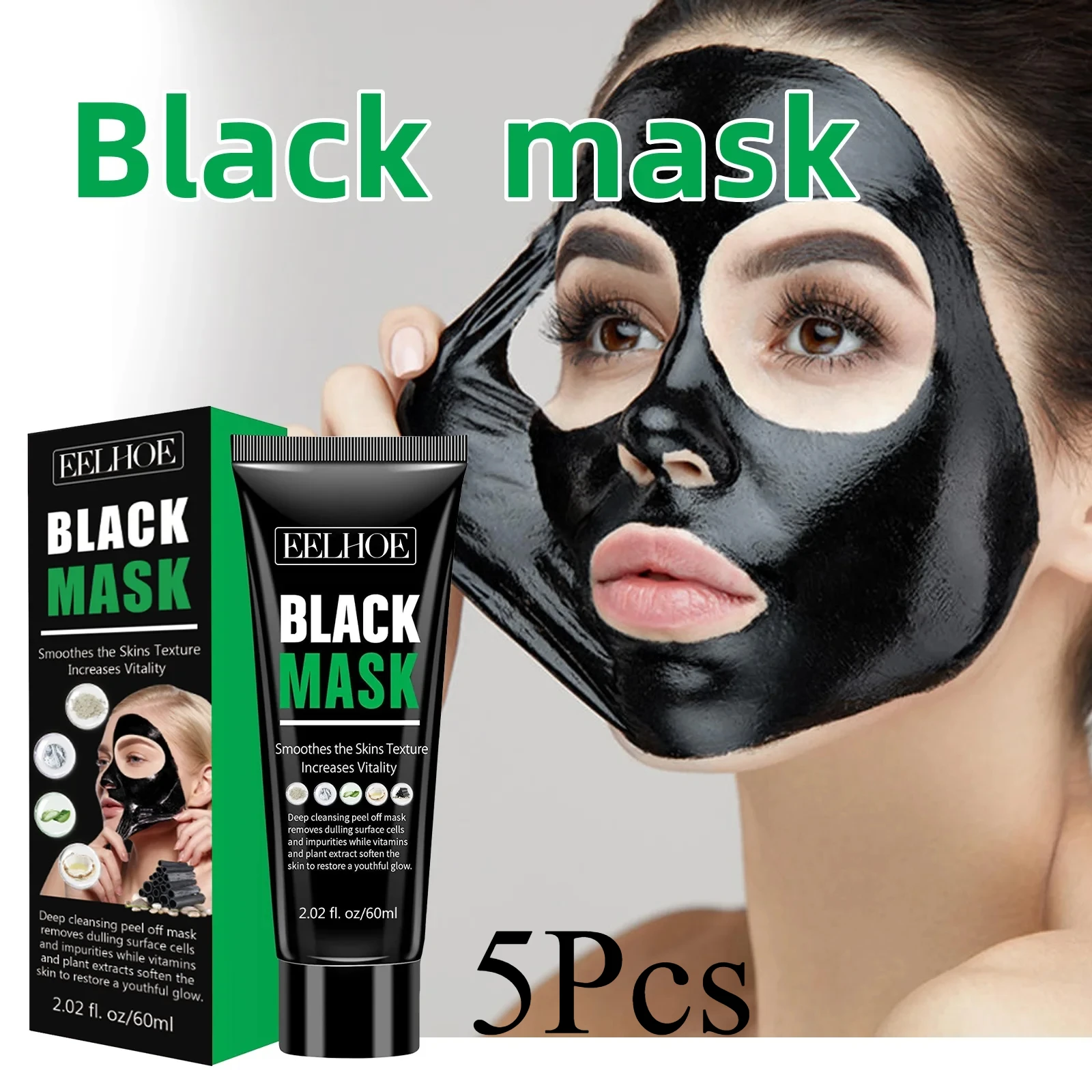 5Pcs Remove Blackheads Facial Mask Smear Type Tear Off Facial Mask Deep Clean Pores Control Oil Moisturizing Face Care Products