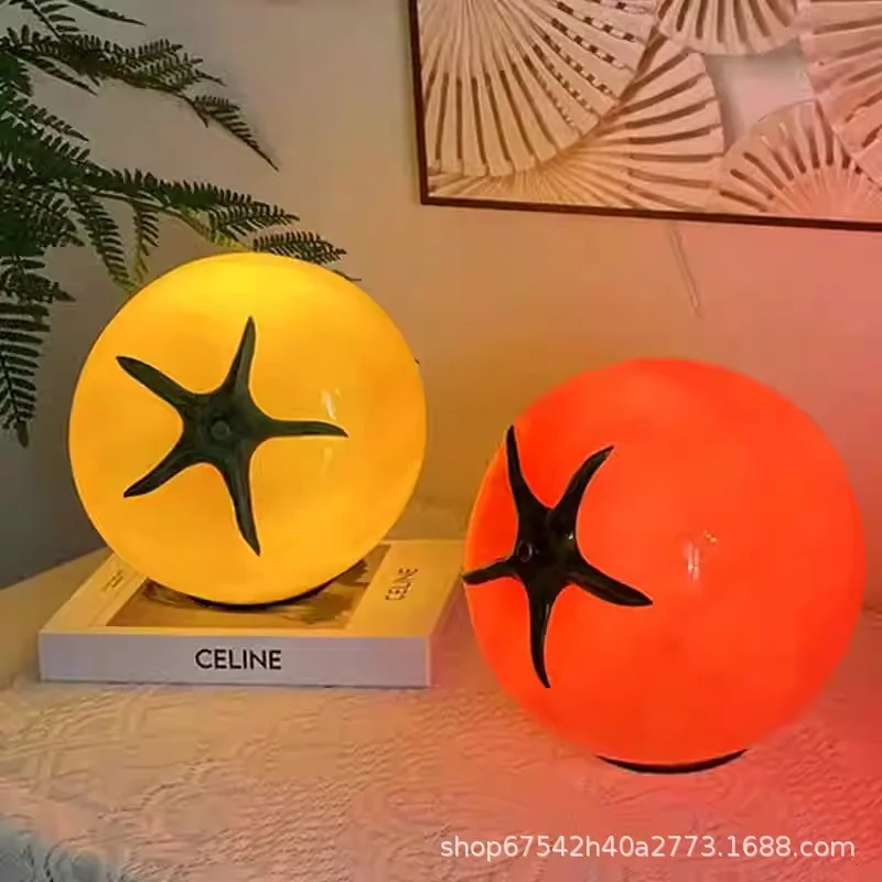 Tomato art creative atmosphere night light high-end tomato desk lamp bedroom bedside table simulation decorative ornament