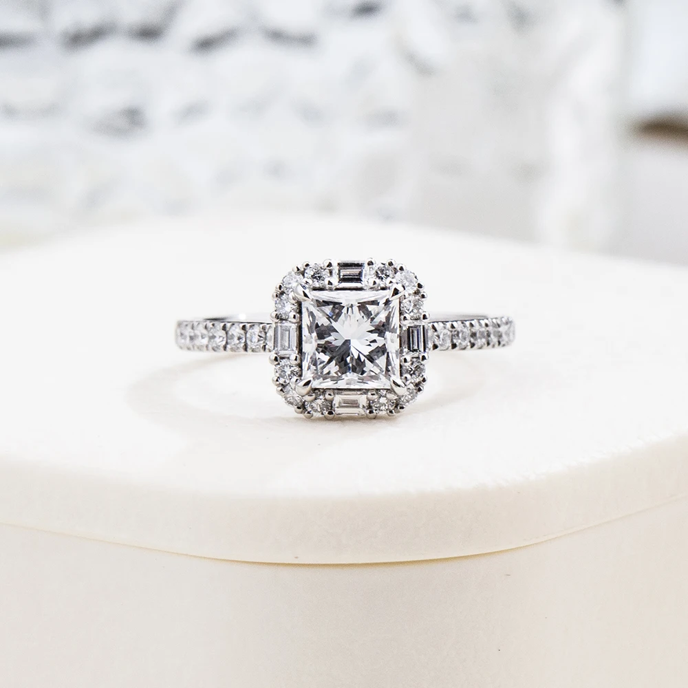 Mishang Jewelry 1CT Princess Shape Lab Grown Diamond Rings Platinum PT950 Diamonds Ring For Woman Girls In Stock MSR-1996