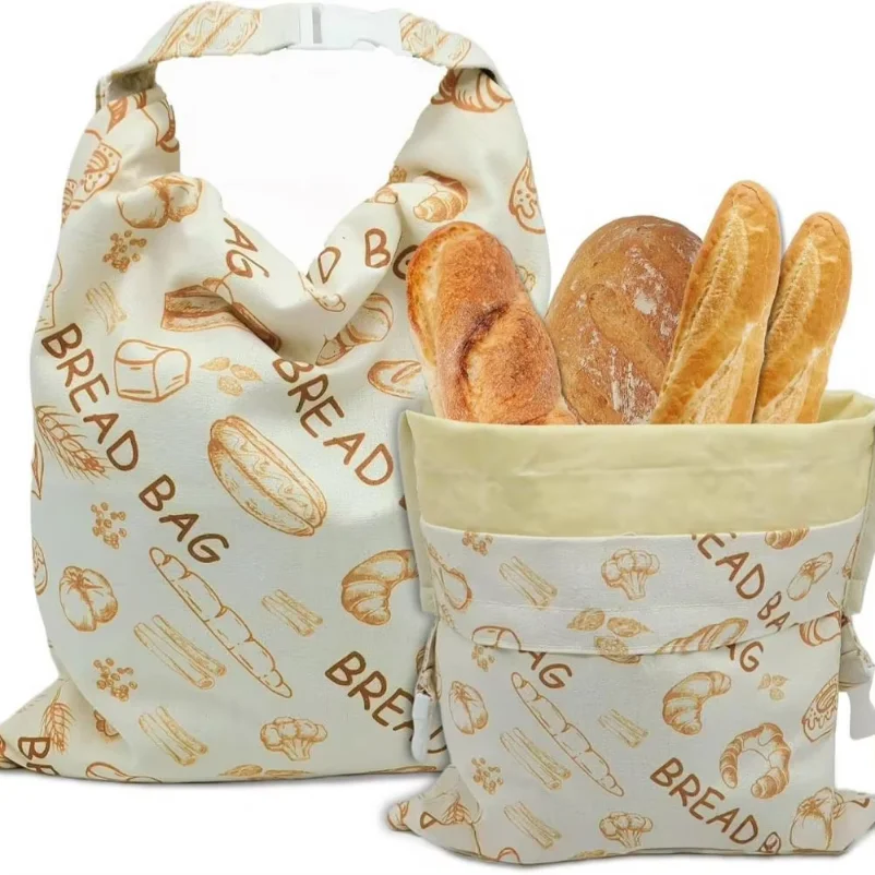 Reusable Beeswax Bread Bags for Freezer Refrigerator Natural Beeswax-Lined Cotton Storage Bag for Homemade Sourdough Bread