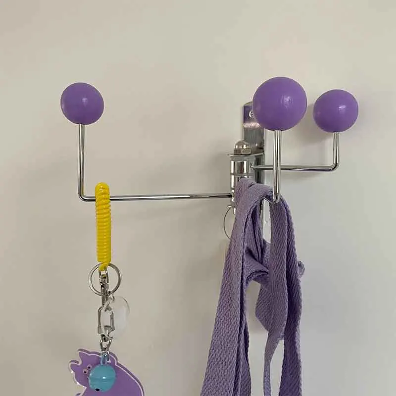 Wall Mounted Hooks With Wooden Balls Rotatable Hang Coat Rack Clothing Storage Hook For Home Entryway Bathroom Bedroom Kitchen