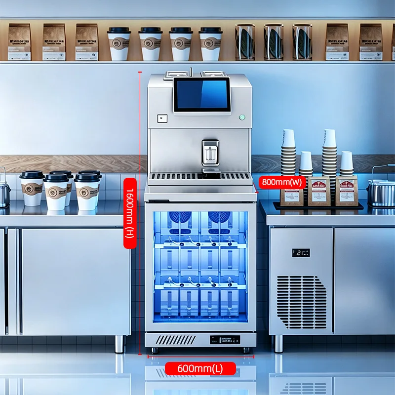 Commercial Automatic Bubble Tea Machine Smart Milk Tea Maker QR Scan Auto Cup Dispensing Precise Temperature Control 3 kW Power