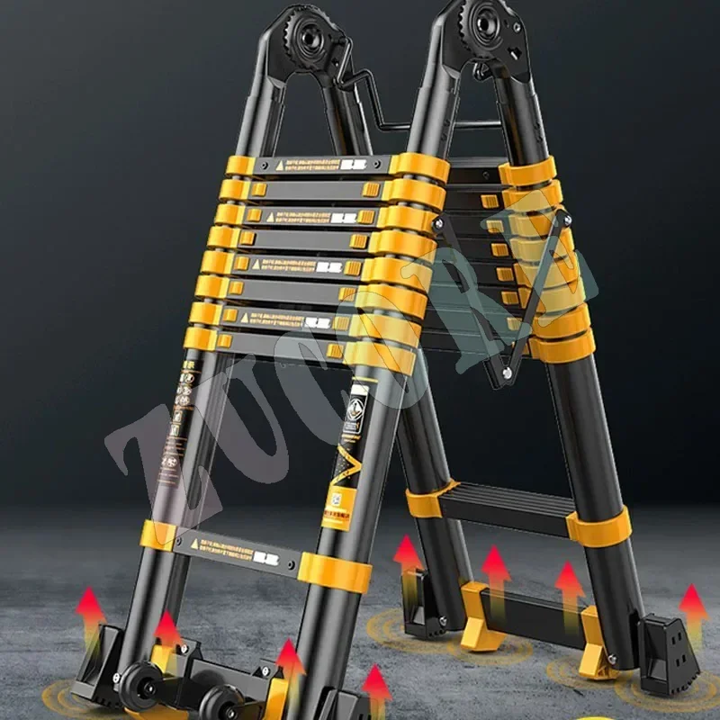 Aluminum Alloy Thickened Telescopic Ladder Multi-functional Portable Engineering Folding Home Lift Straight Ladder Staircase