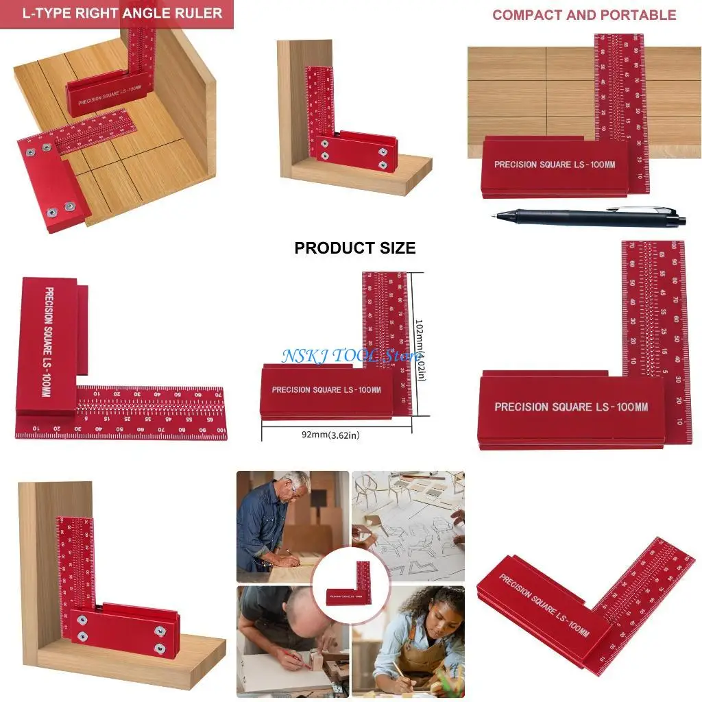 

L8RC Woodwork Protractor L Square Aluminum Precisions Tool Woodworking Square for Craftsmanships & Detailed Carpentry Work