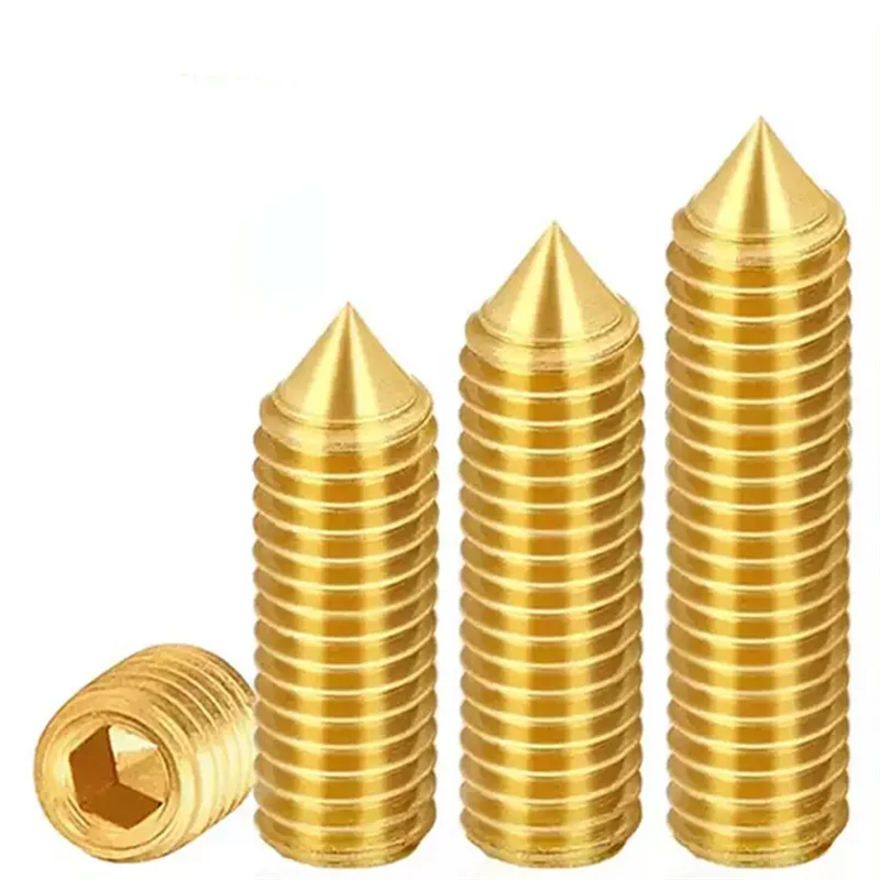 Brass Tip Setting Screw  M3 M4 M5 M6  Hex Hexagon Socket Cone Point Grub Set Screw Tapered End Bolt