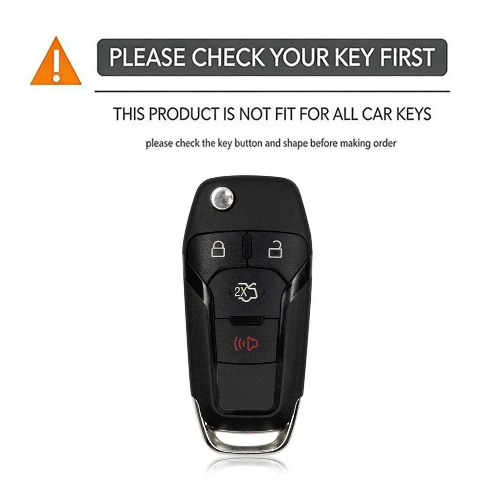 Keychain Silicone Key Case Cover Holder for Ford Fusion Ka GM 2014 2015 2016 2018 2020 Flip Folding Car Key Cover Keychain Fob