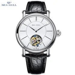 Seagull Men's Watch Tourbillon Automatic Mechanical Wristwatch Luxury Casual Leather Strap Clock Male Watches montre homme 6018