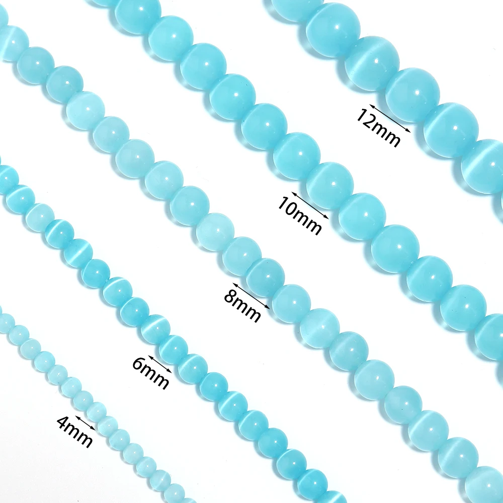 1Strand  4/6/8/10/12mm Cat Eye Natural Moon Stone Beads Round Loose Beads For Jewelry Making DIY Necklace Bracelet Accessories