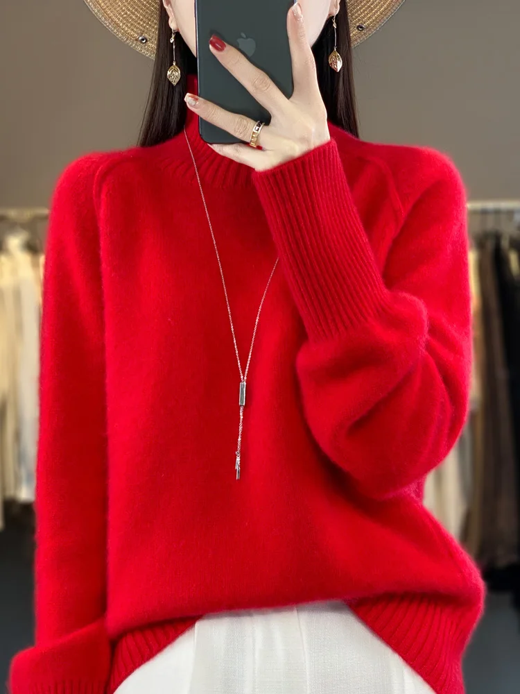 Women Turtleneck Sweater Autumn Winter Basic Pullovers 100% Merino Wool Solid Long Sleeve Cashmere Knitwear Female Clothing Tops