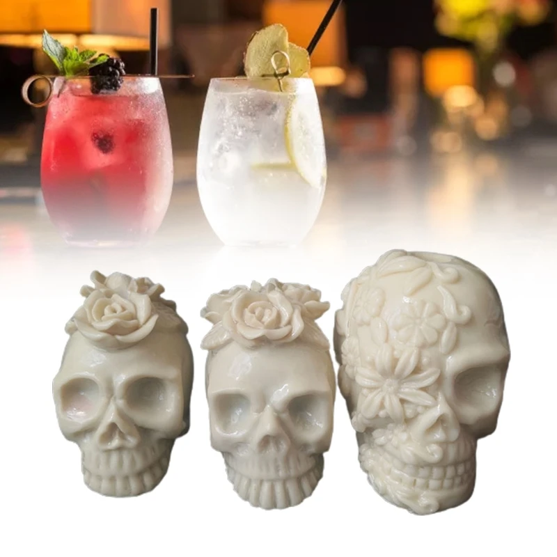 Flower Skull Silicone Mold DIY Straw Decoration Mold Cake Dessert Mould Nonstick