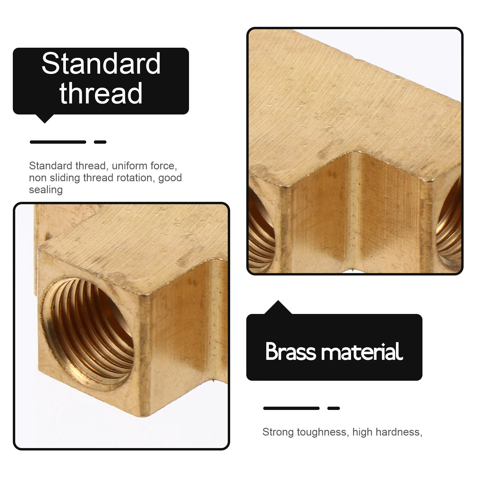 

2 Pcs Tube Fittings High Quality Brass Three Three Way Connectors Way Sturdy Connectors Sturdy Gas Connection Fittings