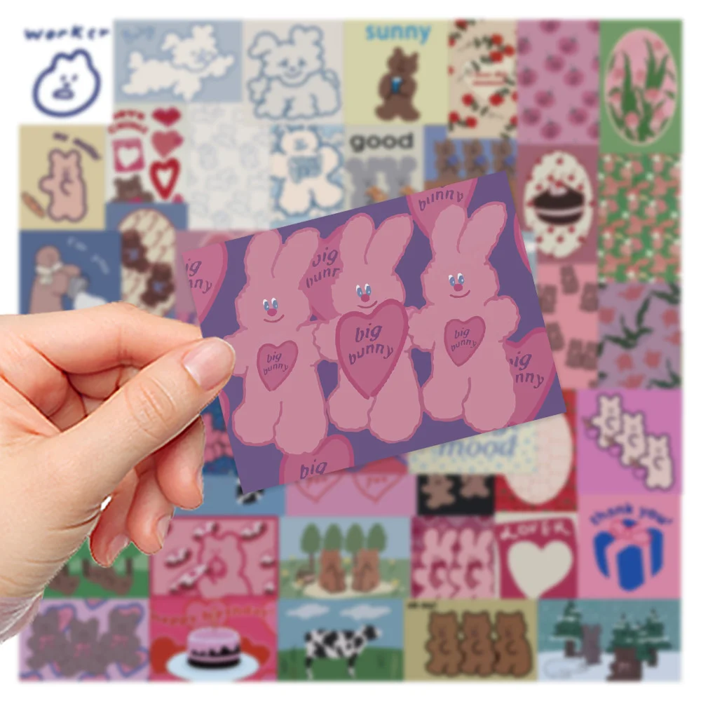 50PCS Little Fresh Girly Heart Graffiti Waterproof Sticker Toy Decoration Notebook Gift iPad Guitar PVC Sticker