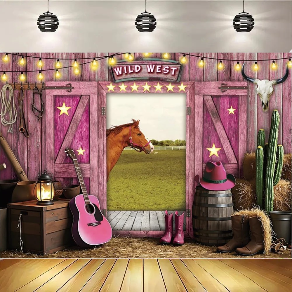 Western for Photoshoot Pink Cowgirl Backdrop Wild West Rodeo Photo Background