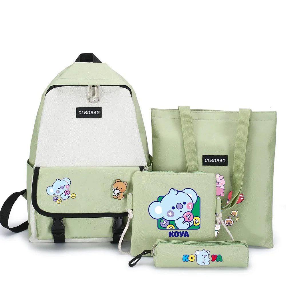 BT21 Jelly Candy 4-częściowy plecak Cartoon Casual Bubble Flat Seat Kolorowy plecak Sprzęt podróżny i turystyczny