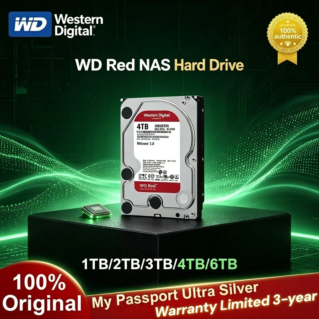 Western Digital WD Red Ultra Quiet NAS Hard Drive 3.5" 1TB 2TB 4TB 6TB 5400RPM SATA 6Gb/s 64MB Cache Internal Disk for Desktop