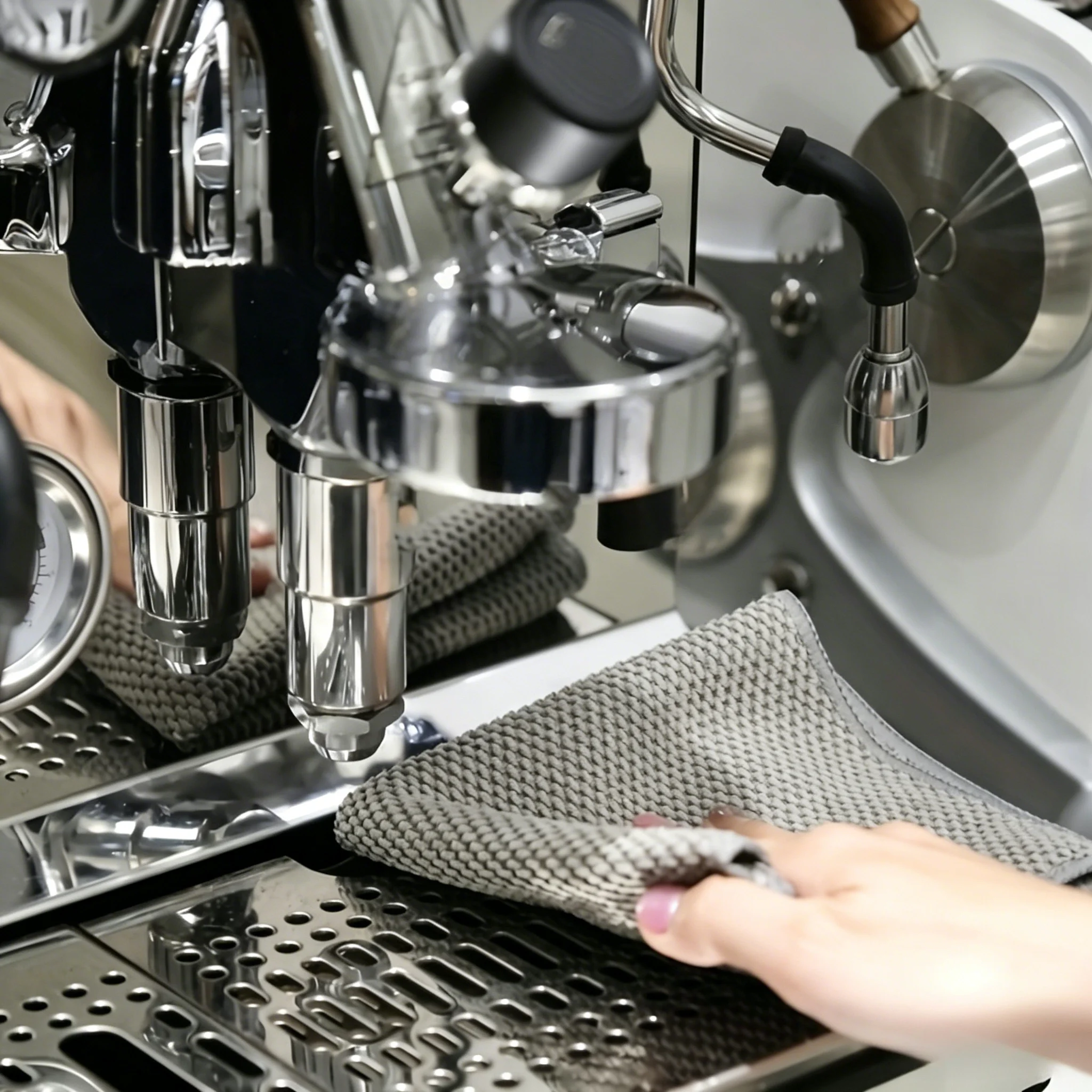 6 Stück Waffel-Reinigungstuch, Küchentuch, Barista-Handtuch, Beige-Schwarz, Waffelmuster, Reinigungstuch, Geschirrtuch, Putzlappen – Detail 2