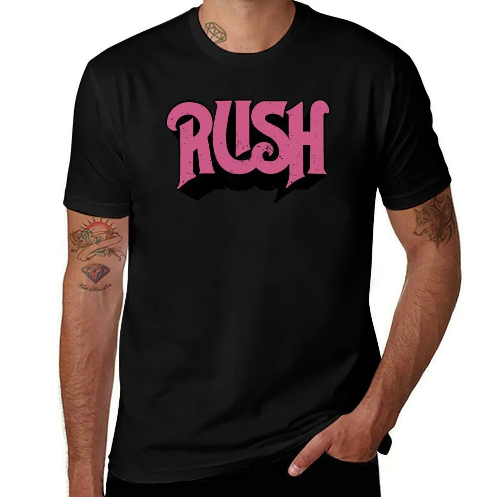 

RúSH Rock Band ORIGINAL PINK LOGO T-Shirt graphic t shirts for man anime t shirts oversize T-Shirt