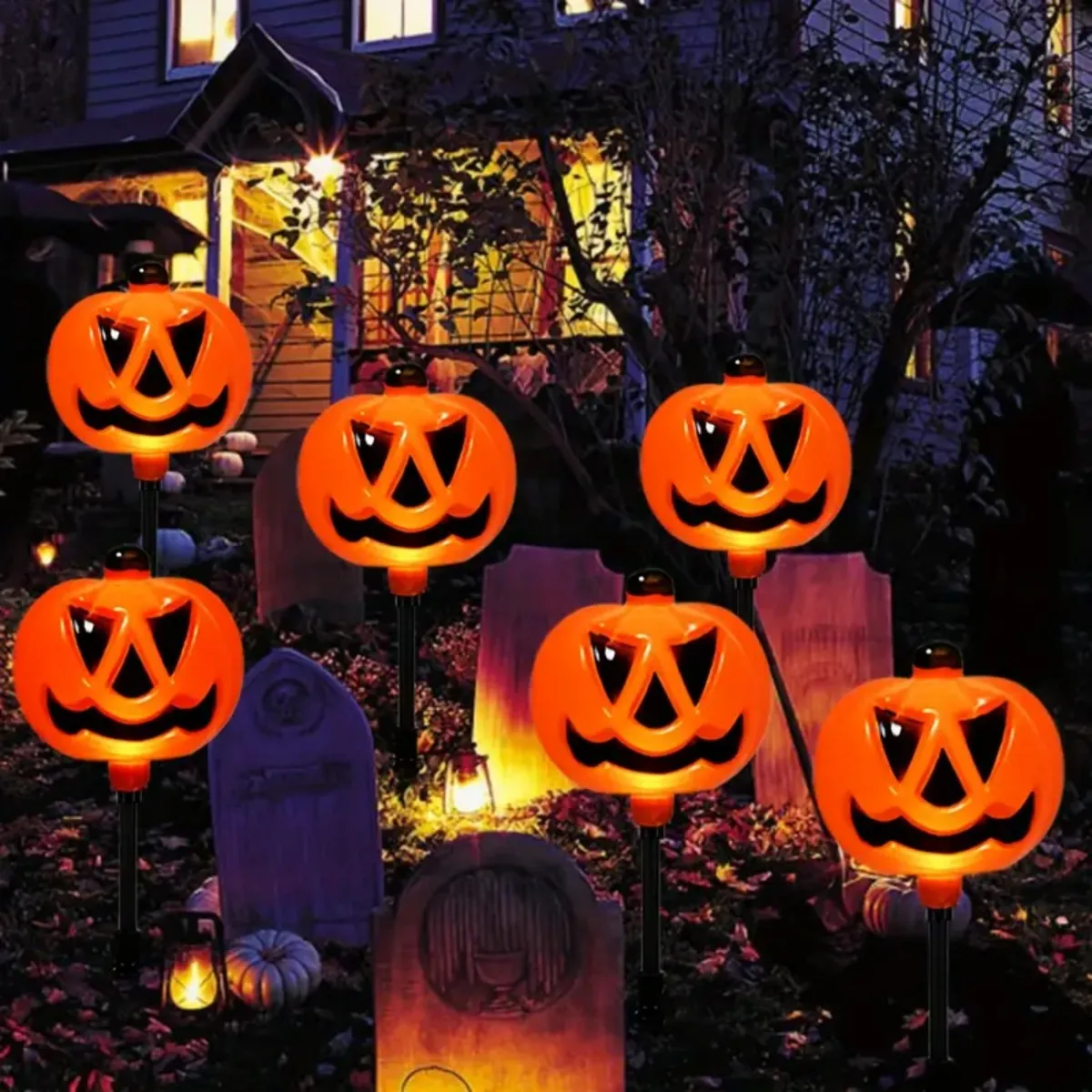 1 zestaw Halloween Pumpkin Garden Solar Stake Lights Zewnętrzna wodoodporna dekoracyjna lampa dyniowa odpowiednia do dekoracji na Halloween