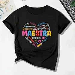 Maestra Teacher Shirt Back To School Spanish Teacher's Shirts Teacher Appreciation Women Back To School Maestra T-Shirt