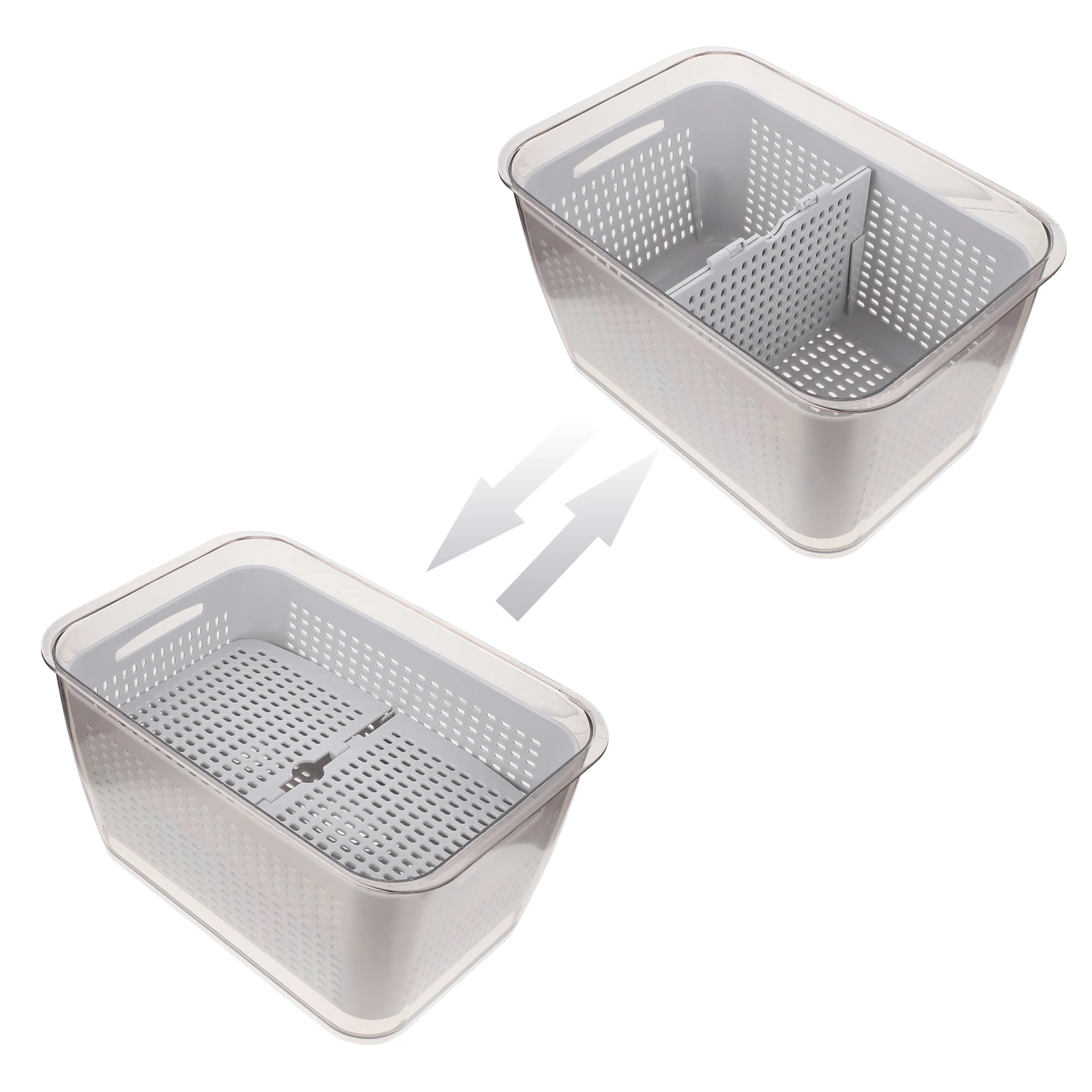 

2pcs Premium PP ABS Draining Crisper Food Storage Container Vegetable Fruit Keeper Fresh Box for Kitchen Home