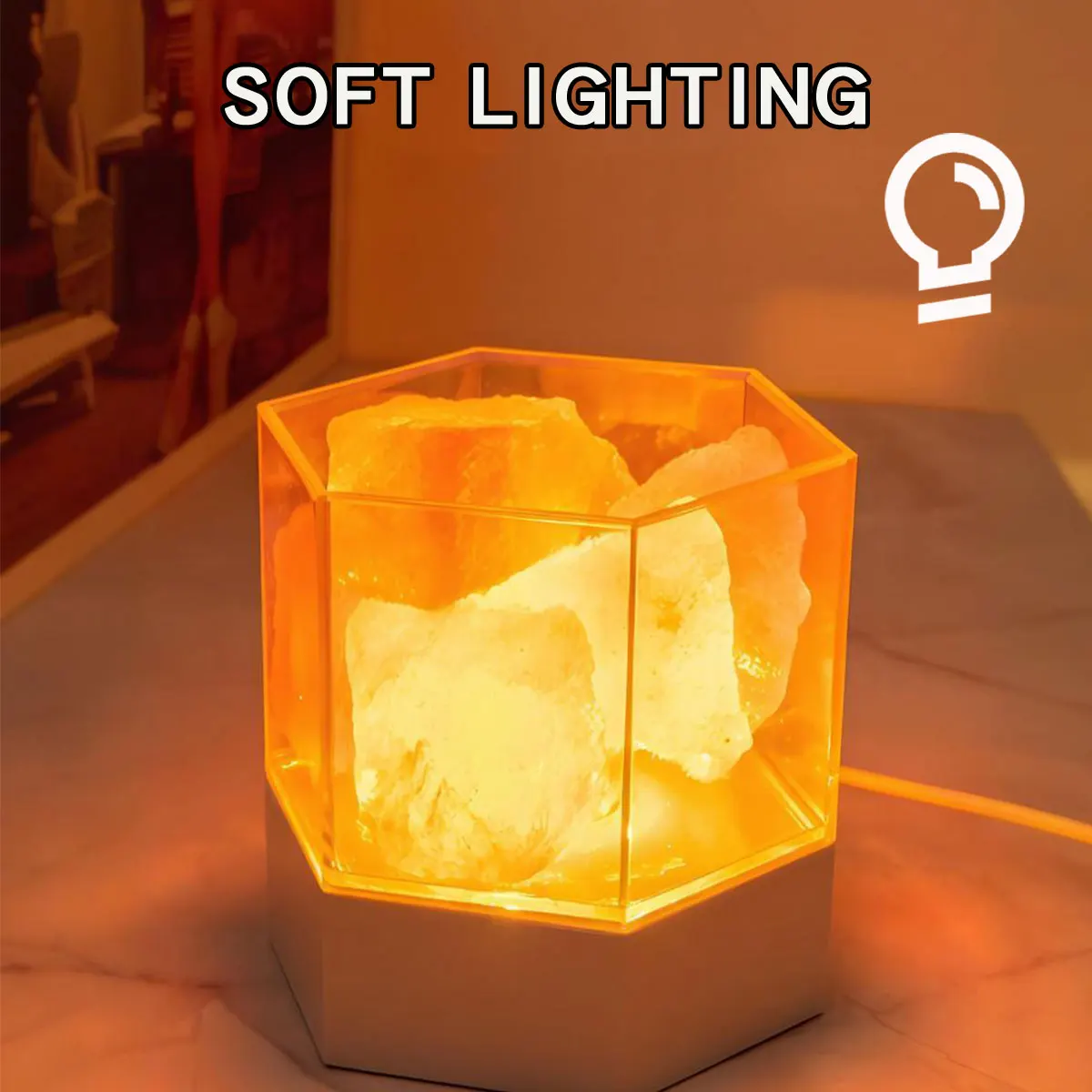 USB Desk Lamp LED Lava Atmosphere Light Natural Salt Light For Bedroom Cafe Bar Birthday Christmas Party Home Decoration Lamp