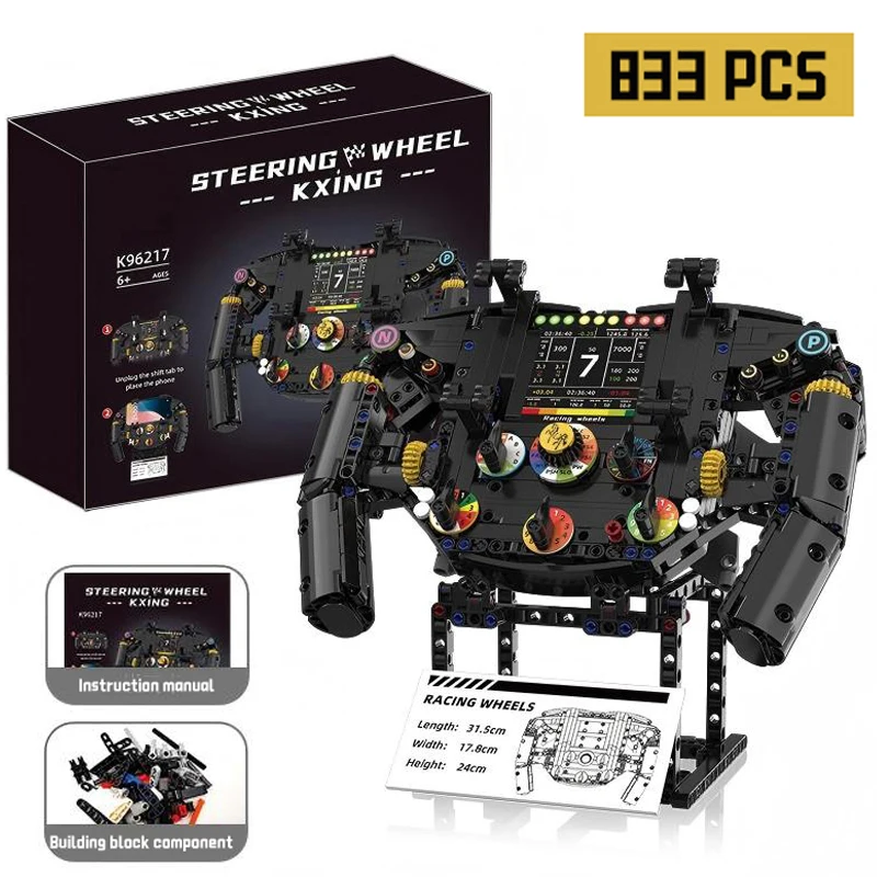 

Технический знаменитый гоночный автомобиль, рулевое колесо, строительные блоки, высокотехнологичный спортивный автомобиль, коллекция колес MOC, кирпичи, игрушка для мальчика, подарок
