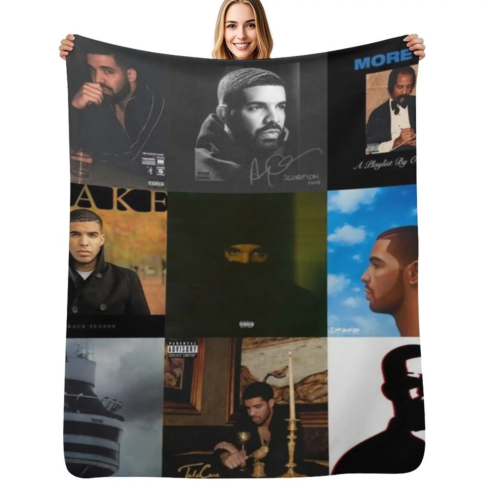 

Drake Album Covers Throw Blanket Soft Plush Plaid Furrys Summer manga Blankets