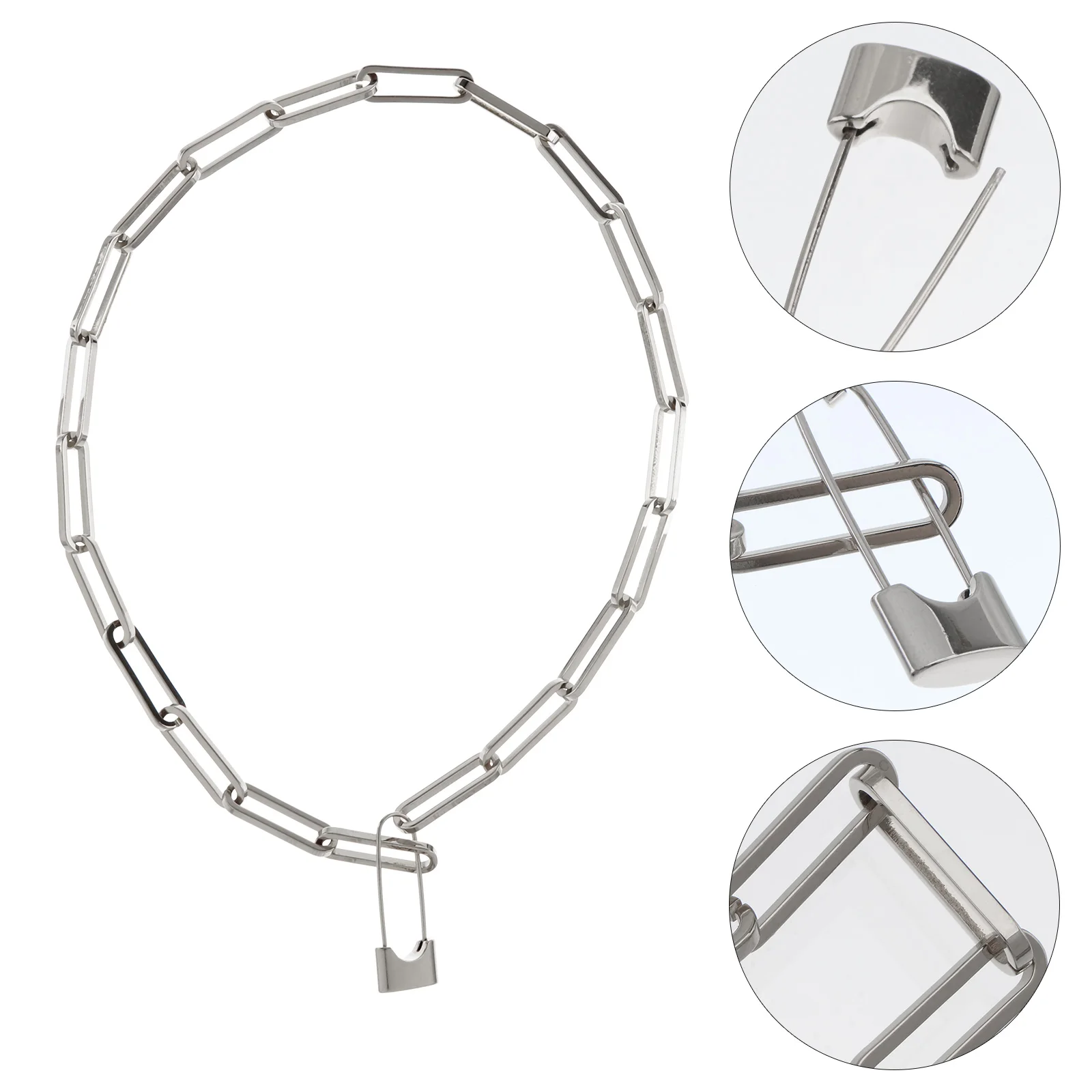 

Golden Lock Necklace Retro Chain Collar for Women Chunky Jewelry Pendant Woman