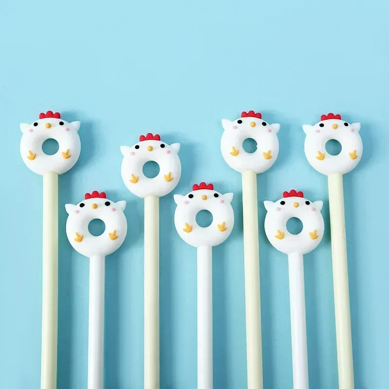 A 36PCS Chicken Doll Modeling, Student Rollerball Pen, Cute Pen Holder, Writing Tool, Office Writing Stationery Pen B