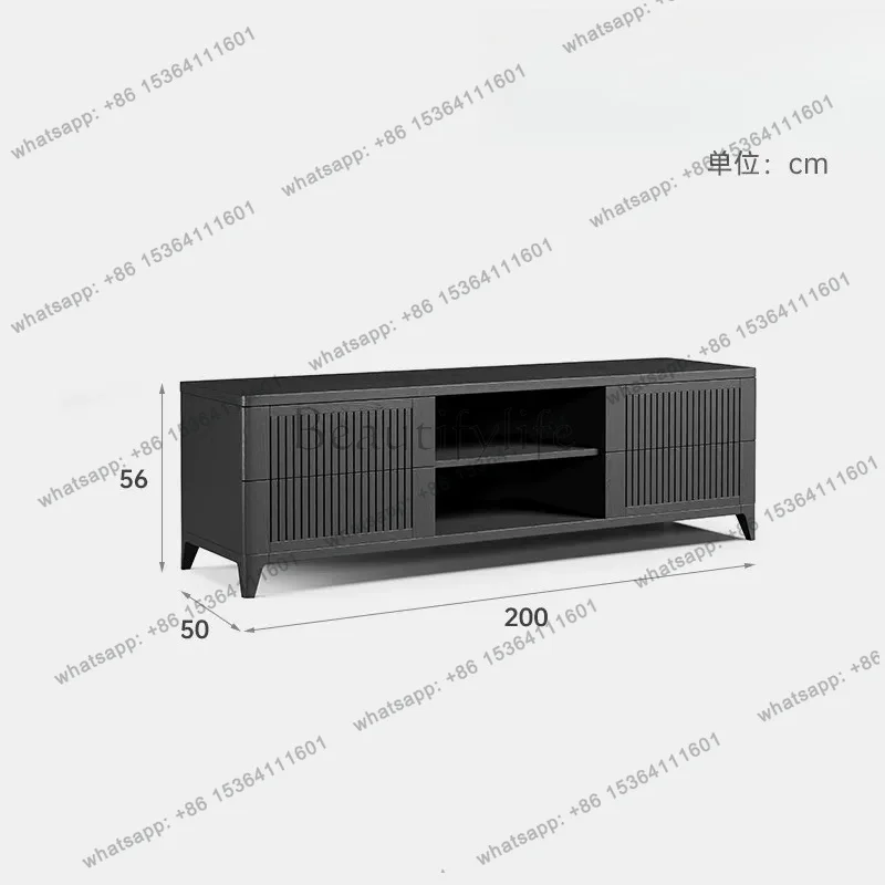 LJY Italian simple solid wood TV cabinet black walnut cabinet
