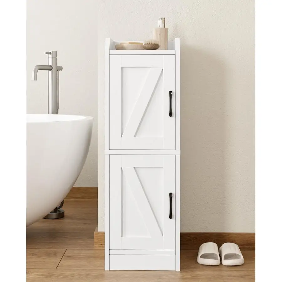 

Narrow Bathroom Storage Cabinet with 2 Doors and Shelves, 9.8 W Small Storage Cabinet for Toilet Paper Storage, Slim Cabinet fo