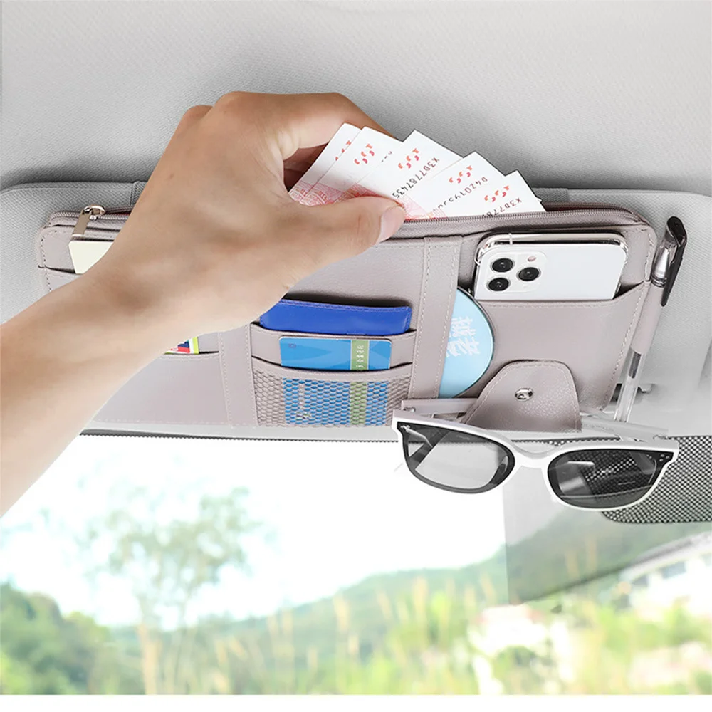 

Car Sun Visor Organizer Multi-Pocket Auto Interior Pocket Organizer Car Document Storage Pouch Pen Holder