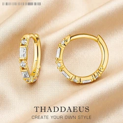 Bamboo Golden Creole Hinged Hoop Earrings Europe Fine Jewerly For Women Gift In Solid 925 Sterling Silver