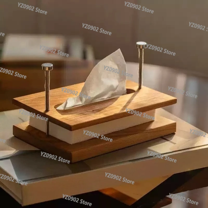 

Creative Artistic Tissue Box High-End Red Cherry Solid Wood for Living Room Office Coffee Table Desktop