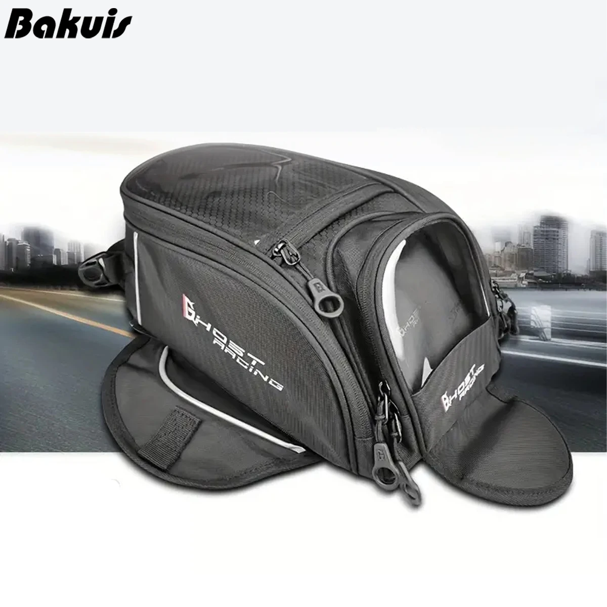 多機能オートバイ燃料バッグ、携帯電話ナビゲーション、小さなオイルリザーバー、オートバイタンクバッグ、アクセサリー