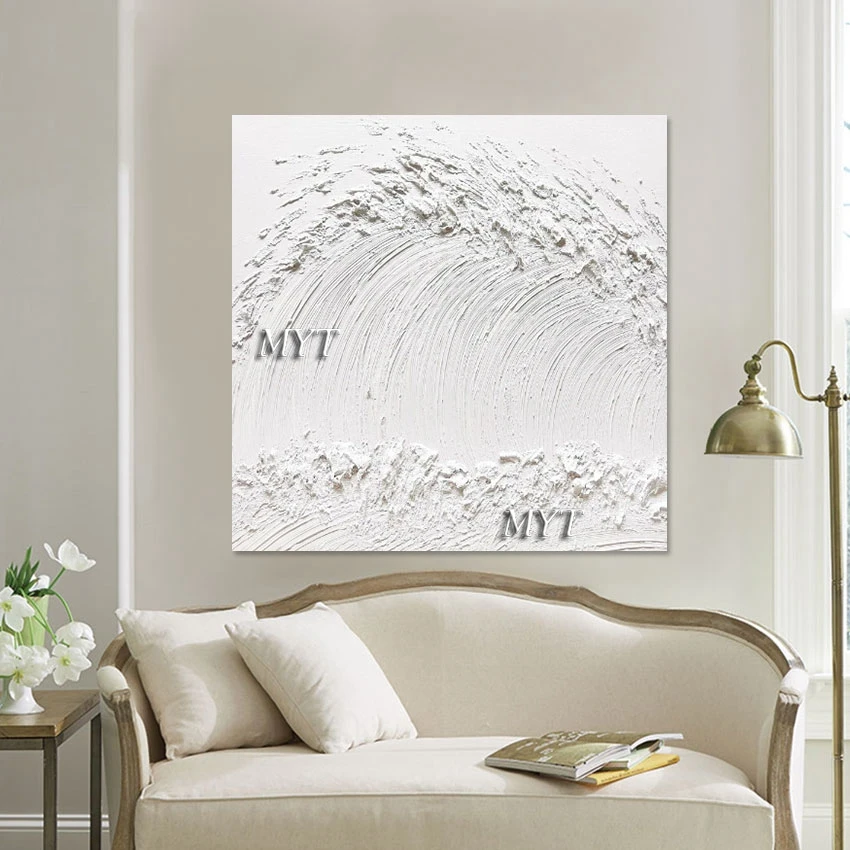 Pure White Thick Acrylic Modern Abstract Oil Paintings On Canvas Office Decorations For Wall Hand-painted Interior Picture