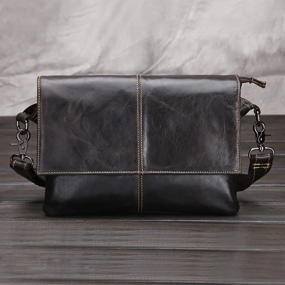 Top Quality New Men First layer Cowhide Genuine leather Vintage Cross Body Shoulder Messenger Business Luxury Bag