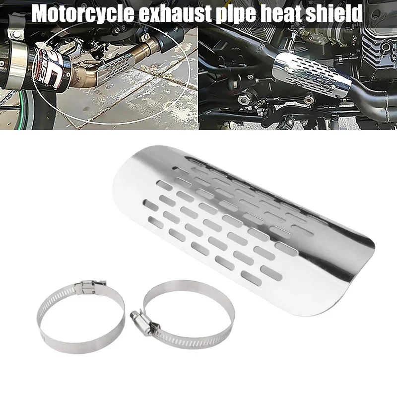 Chrome Universal Motorcycle Pipe Heat Shield Cover Protector Exhaust Muffler Guard Accessories For Harley Honda Yamaha Custom