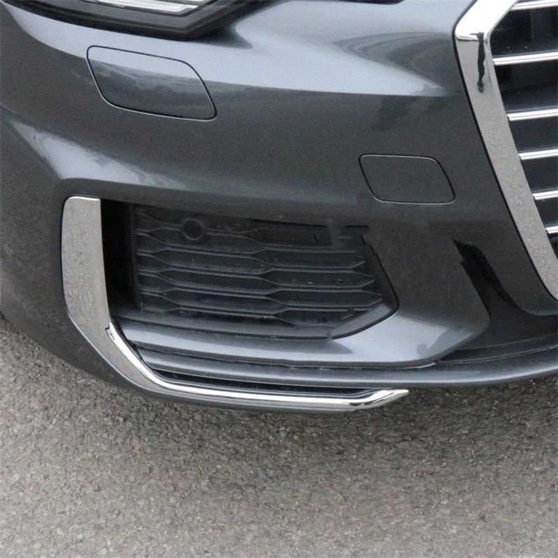 For Audi A6 C8 2019 2020 Carbon fiber Front bumper Fog Lights Lamps Eyelid Eyebrow Strip Cover Trim Accessories 2 Pcs