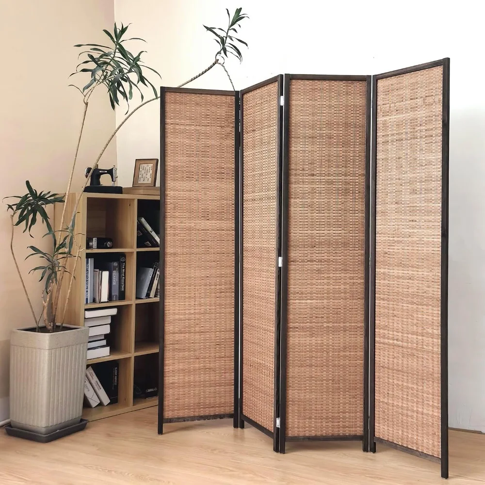 

4 Panel Room Divider Screen,5.6 FT Tall Bamboo Room Divider Folding Privacy Screen,Freestanding Room Divider for Rooms