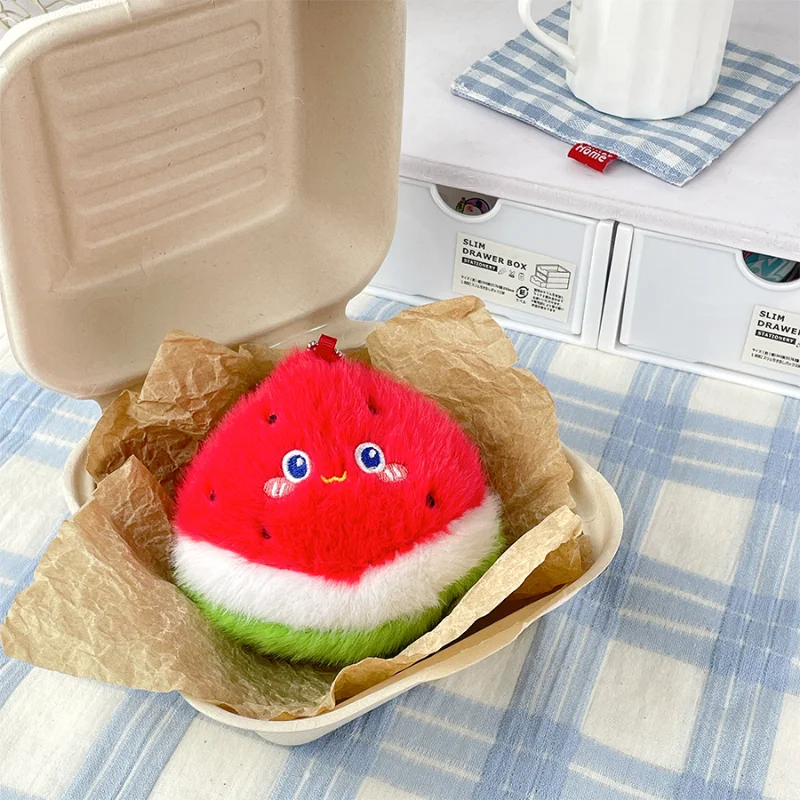 Porte-clés pomme créatif de poupée de dessin animé de fruits mignons, pendentif de sac d'école Durian, décorations alimentaires, ornements de Couple, cadeaux d'anniversaire