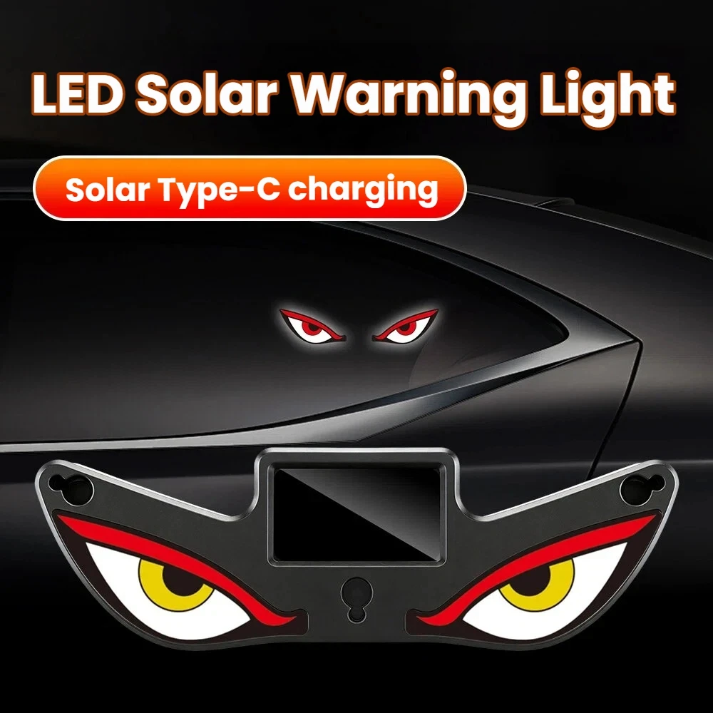 

Solar Devil Eye LED Dynamic Blinking Light Car Rear Window Decorative Warning Light Universal Safety Lamp for SUV Van Truck Vehi