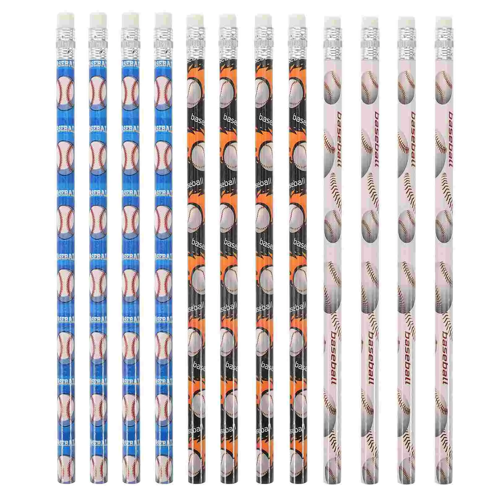 

12 Pcs Pencils Sports Ball Themed Note Student Supplies with Erasers for Teens Long Wood