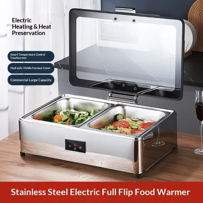 9L Electric Glass Insulation Pot Touch Screen Temperature Control Smart Buffet Warmer with Lid for Party Catering Kitchen