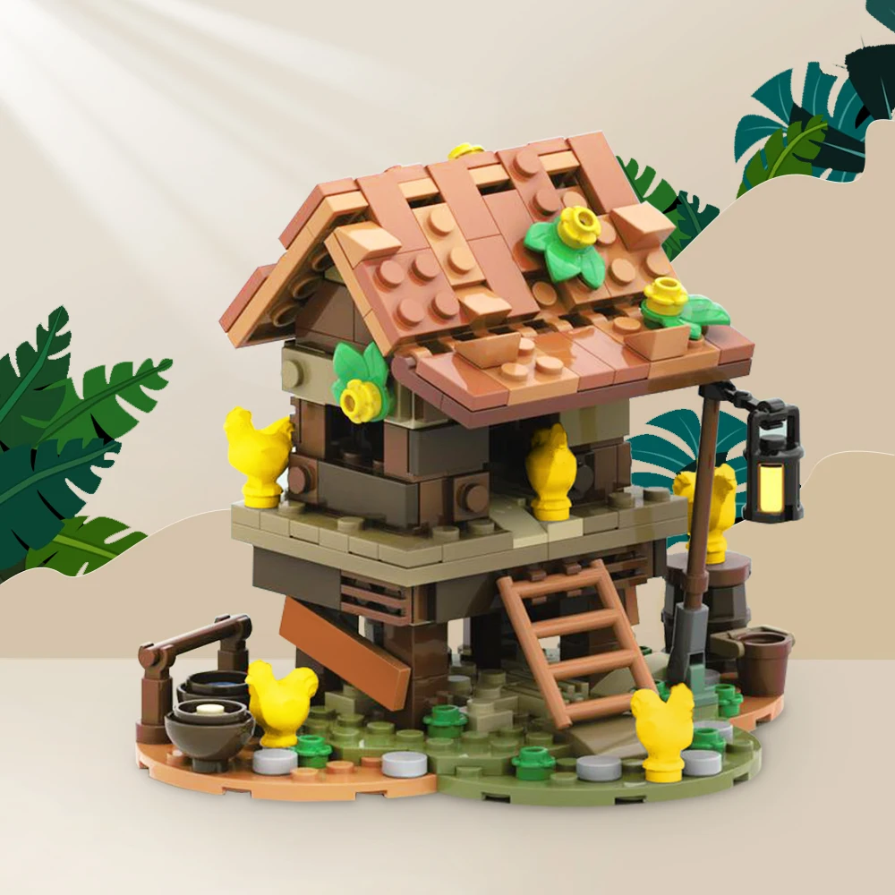 

MOC Chicken Coop Medieval Castle DIY Building Block Architectural Creative Street View DIY Building Blocks Set Toy For Kid Gifts