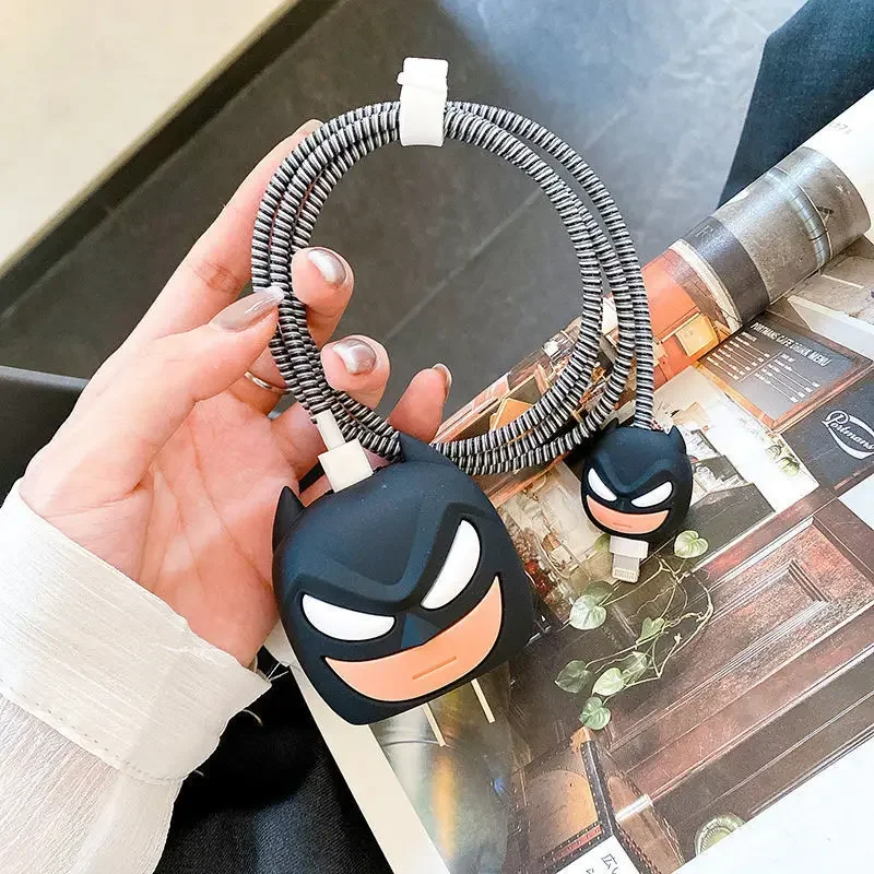 Batman Cartoon Anime USB Cable Cover Charger Protection Case for IPhone IPad 18/20W Charger Cable Protector Data Wire Winder