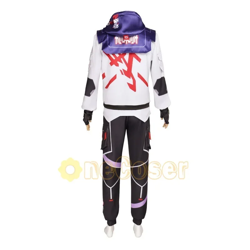 Spiel Valorant Iso Cosplay Kostüm Perücke ISO Schwarz Haar Mit Kapuze Sweatshirt Hosen Top Uniform Handschuhe Zubehör Halloween Party Männer