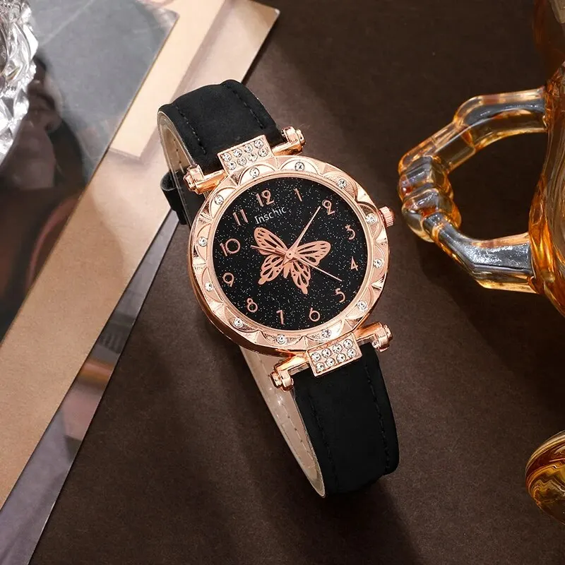 6pcs Set Women Watches Luxury Female Clock Quartz Wristwatch Diamond Fashion Ladies Wrist Watch Reloj Mujer Relogio Feminino