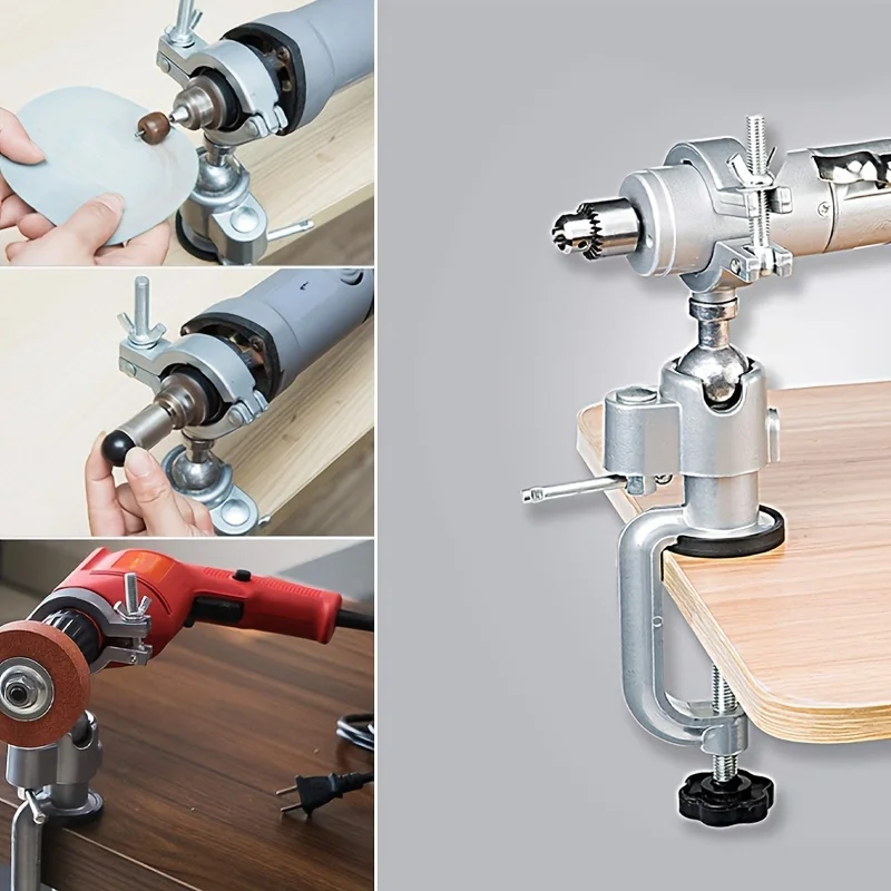 Rotating Bench Vise 360° Adjustable Grinder Stand for Wood Metal Jewelry Drilling Projects Metal Clamping Mechanism
